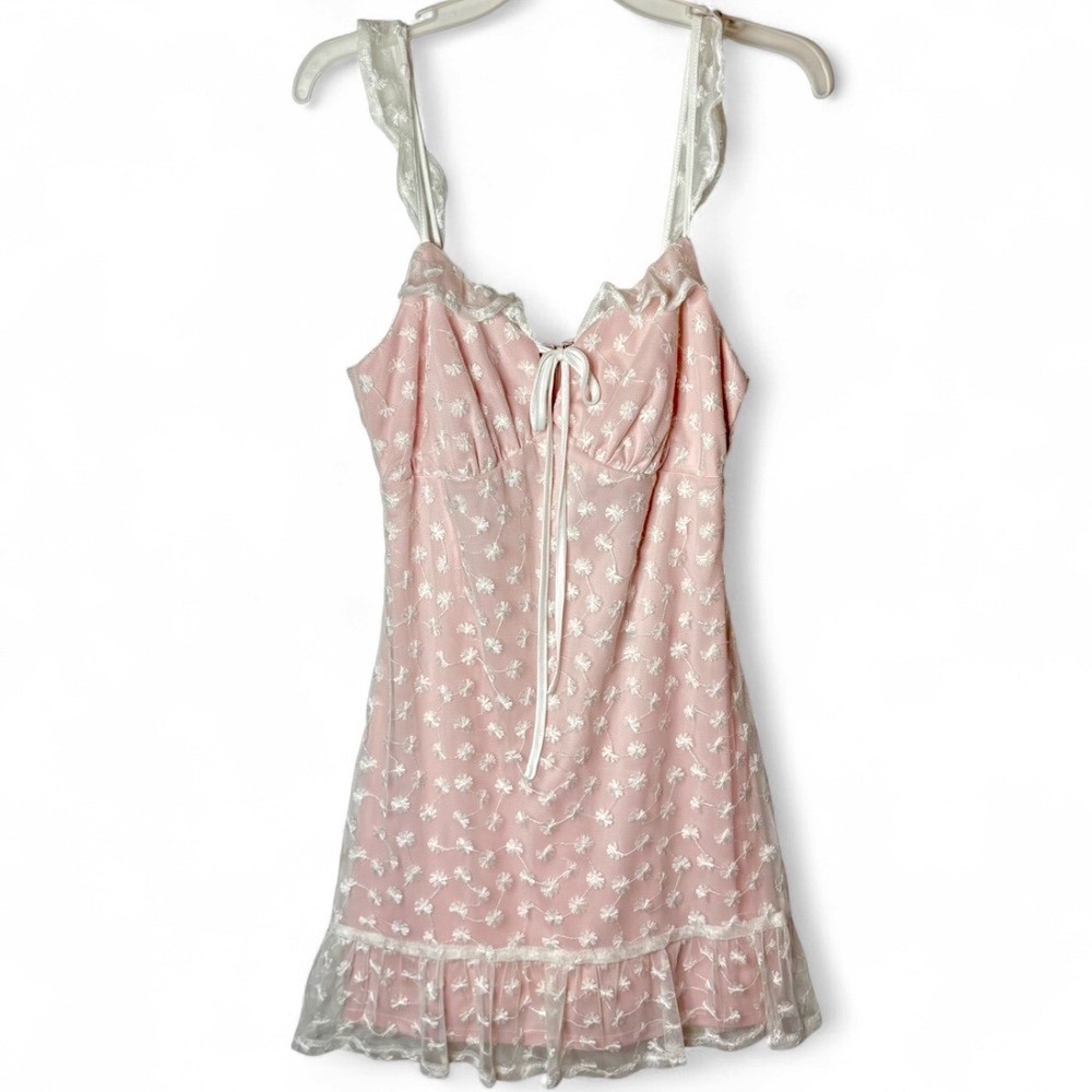 BCBGeneration Floral Mini Dress Womens Size S NWT Romantic Coquette Pink Ivory